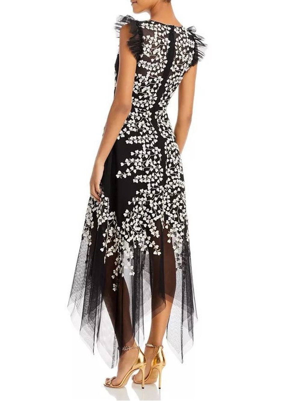 BCBGMaxAzria Black Dress with White Floral Appliqué - Picture 9 of 9